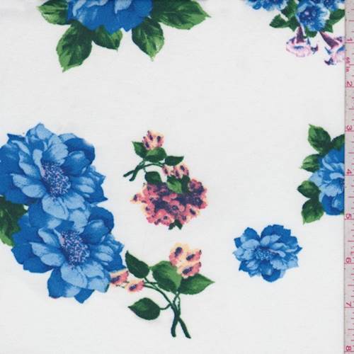 Ivory/Royal Floral Activewear Knit Fabric – Denver Fabrics