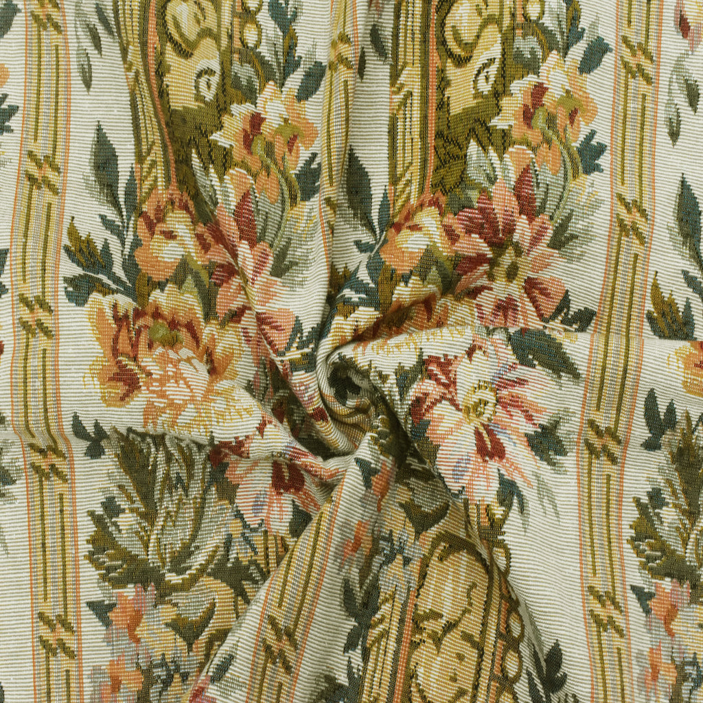 Peachtree Fabrics Off White Floral Linen Blend Upholstery and Drapery Fabric by Decorative Fabrics Direct