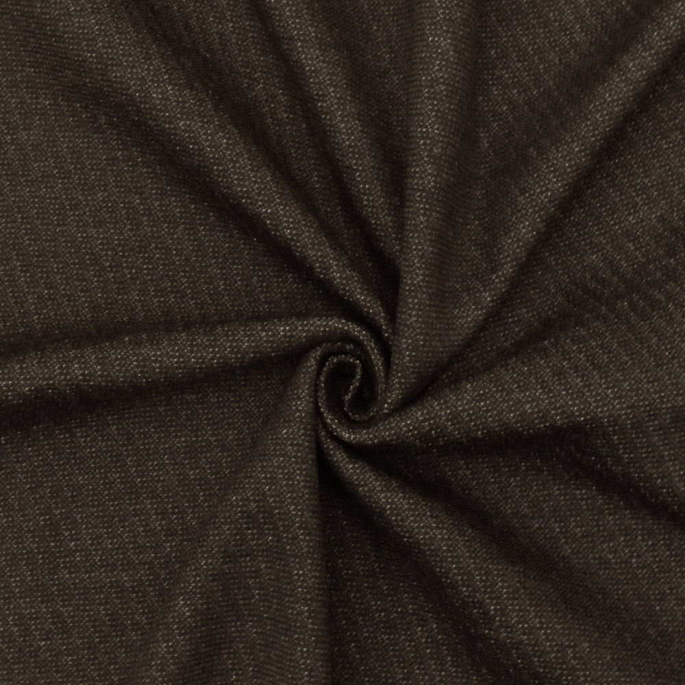 Ash Beige-Brown Twill-Like Jacquard Wool-Cotton Double Knit Fabric ...