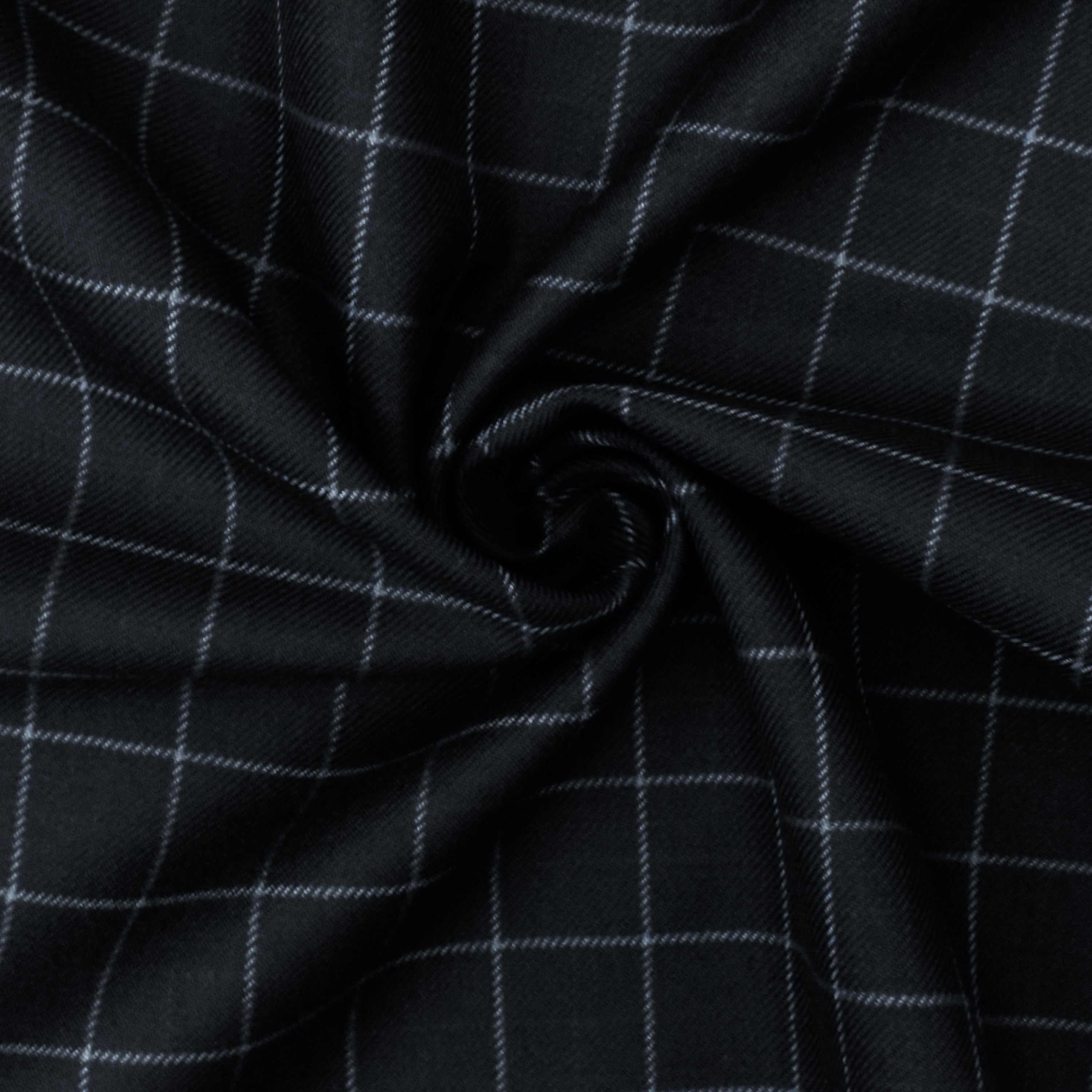 Cold Navy-Gray-Multi Check Wool-Poly Twill Woven Suiting Fabric ...