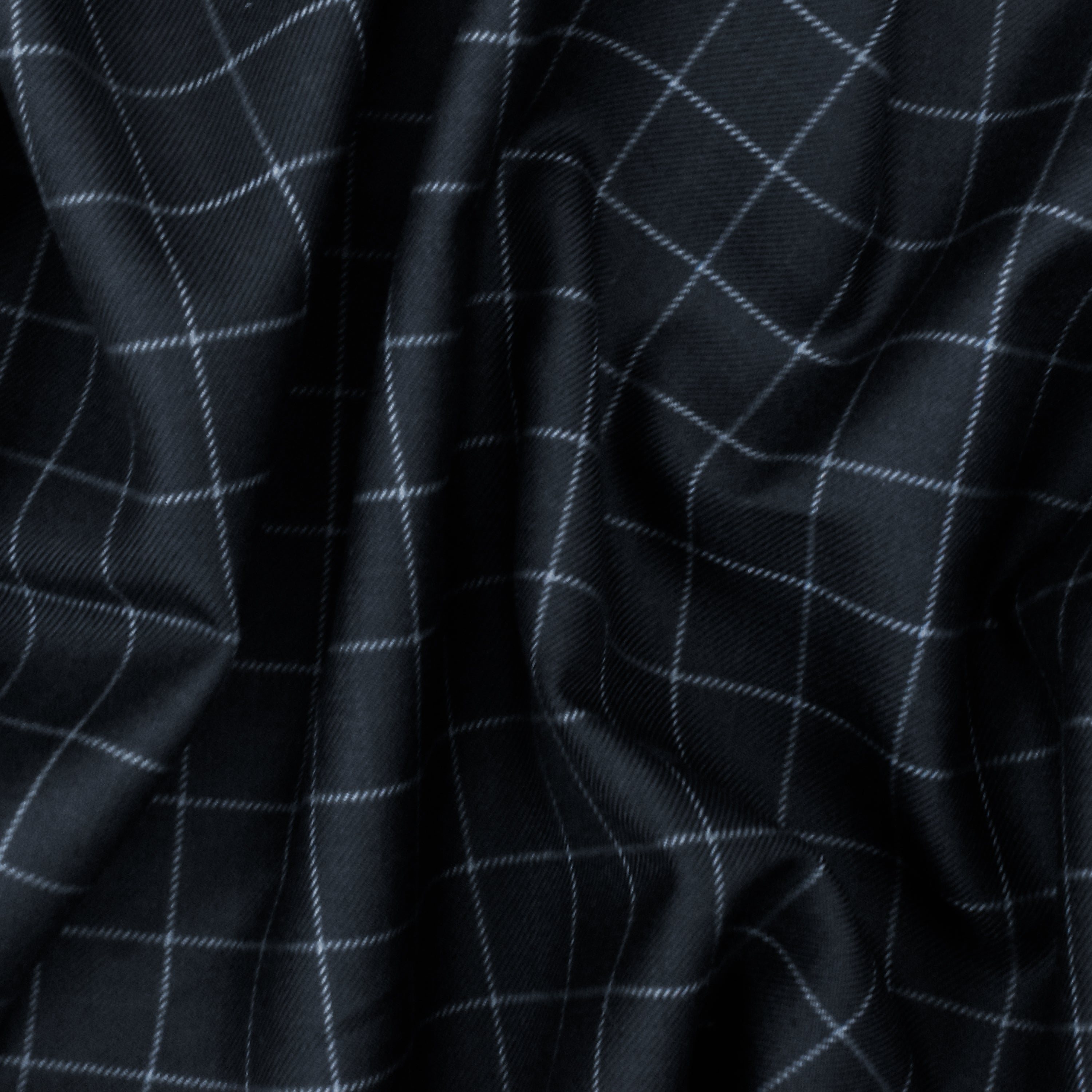 Cold Navy-Gray-Multi Check Wool-Poly Twill Woven Suiting Fabric ...