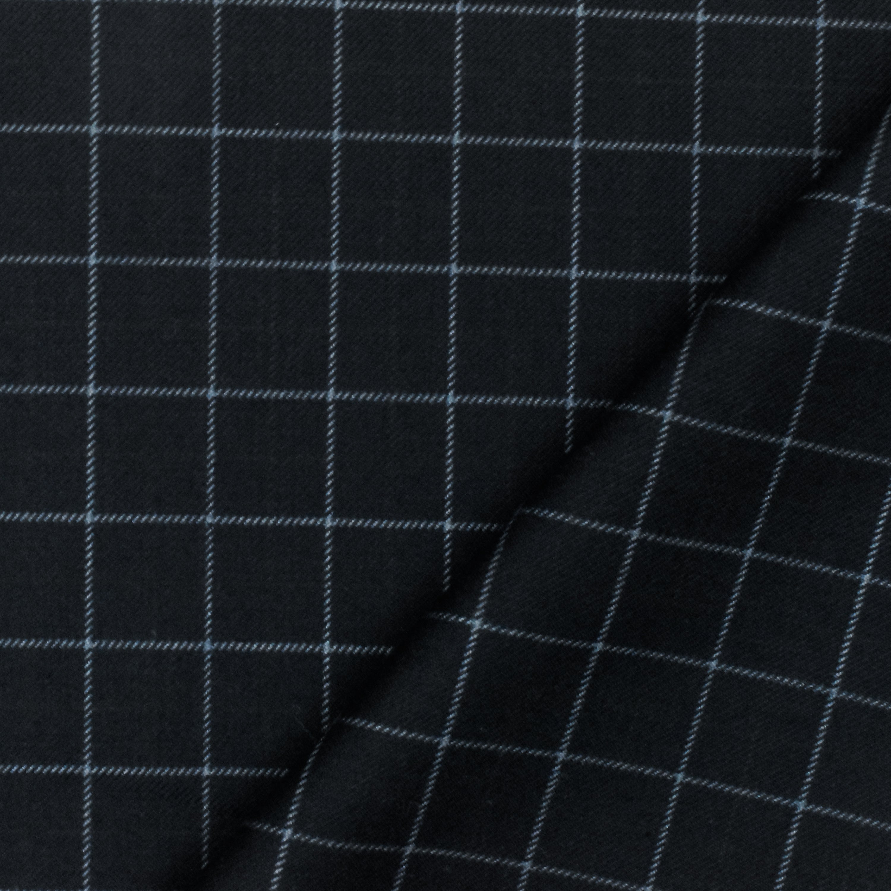 Cold Navy-Gray-Multi Check Wool-Poly Twill Woven Suiting Fabric ...