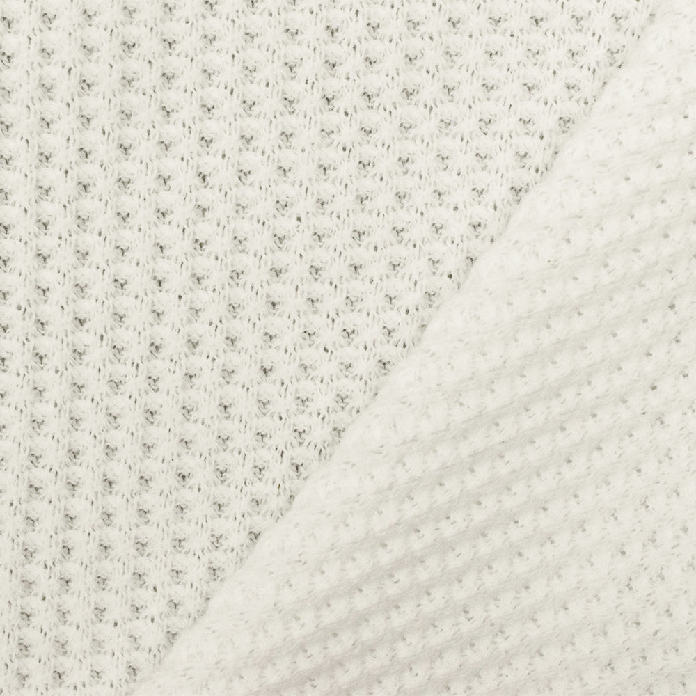 Raw White Solid Poly Thermal Knit Fabric