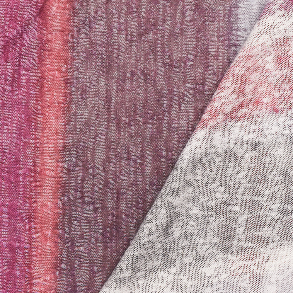 Dusty Purple-Blue-Multi Slub Tie Dye Stripe Stretch Jersey Knit Fabric