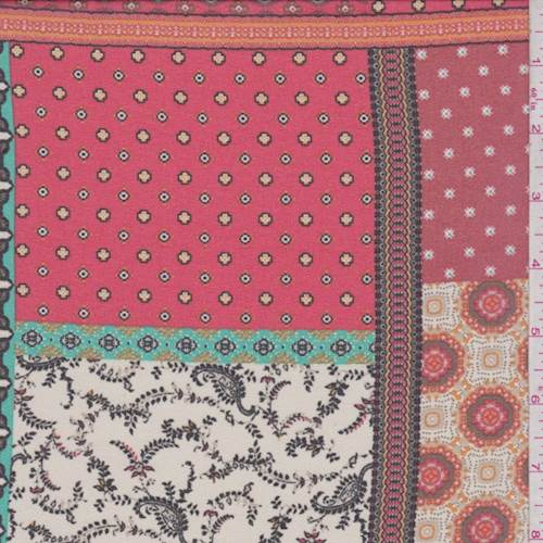 1 1/2 YD PC-Coral/Ivory Patchwork Georgette Fabric – Denver Fabrics