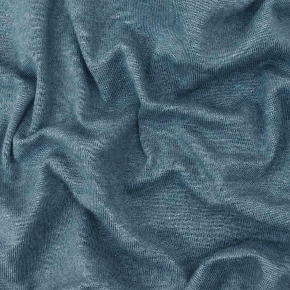 Heather Blue Organic Cotton Poly Stretch Spandex 1x1 Rib Knit Fabric ...